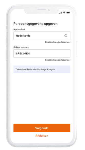 Idenficeren stap 12: Persoonsgegevens opgeven