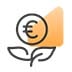 Icoon plant met euroteken oranje vlak Icoon plant met euroteken oranje vlak