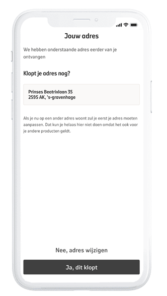 Identificeren stap 2: Klopt je adres nog?