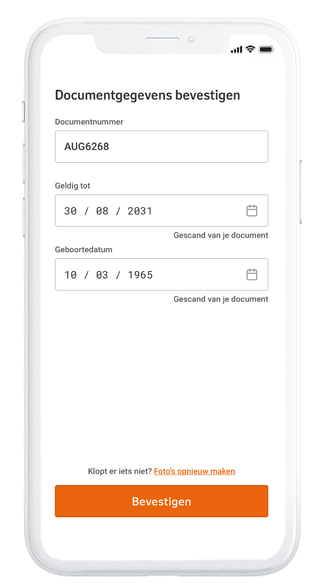 Idenficeren stap 10: Documentgegevens bevestigen