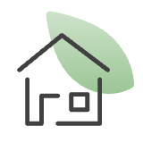 Huis met groen blaadje
